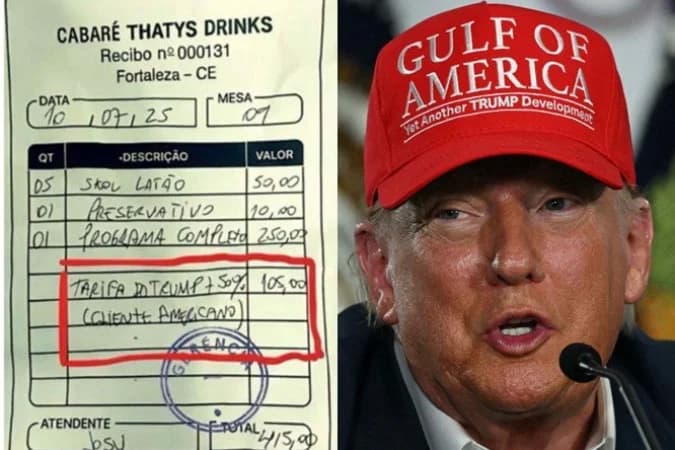 Cabaré no Ceará aplica “taxa do Trump” a turista americano e recibo viraliza nas redes