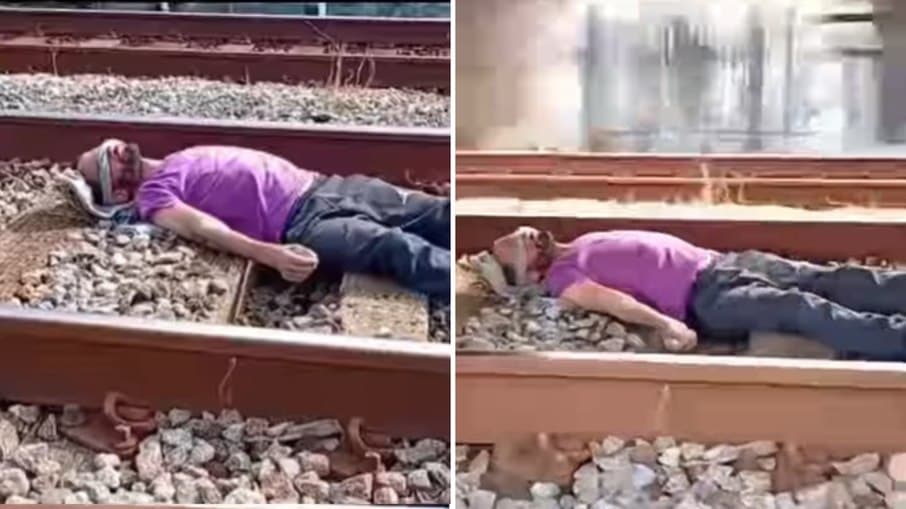 VÍDEO: &#8220;Influencer&#8221; deita em trilho de olhos vendados enquanto trem passa por cima no interior de São Paulo