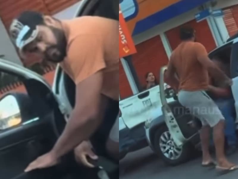 Vídeo mostra taxista sendo espancado por buzinar no trânsito em Manaus