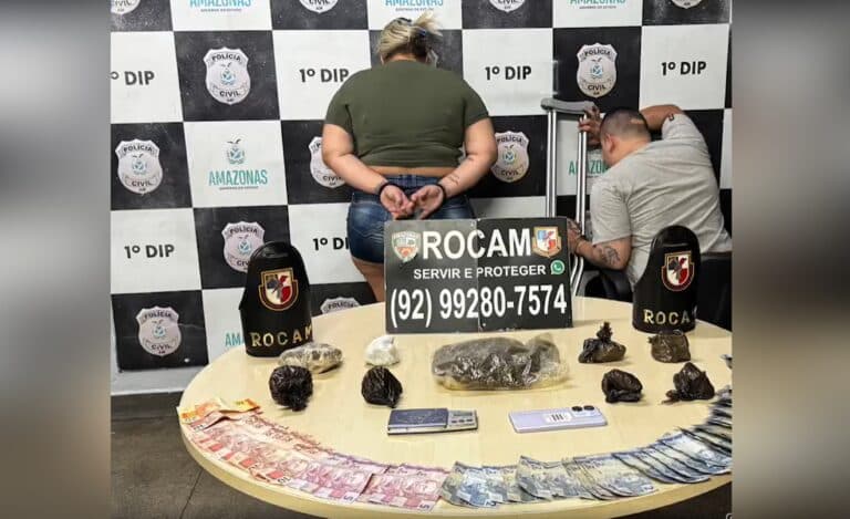 Casal é detido por tráfico de drogas em casa no bairro São Lázaro, em Manaus