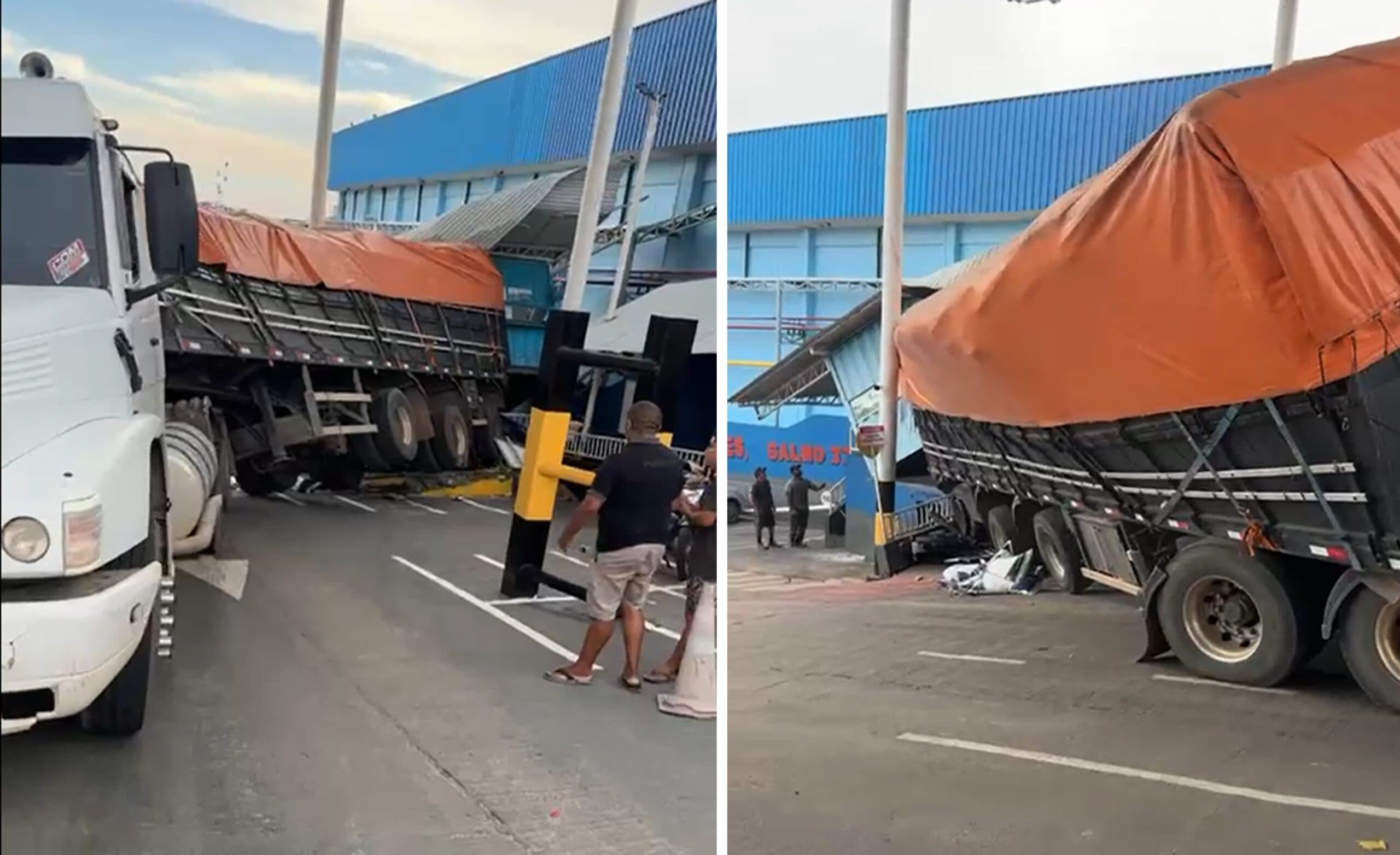 VÍDEOS: carreta tomba e atinge motos e pedestre na zona Sul de Manaus