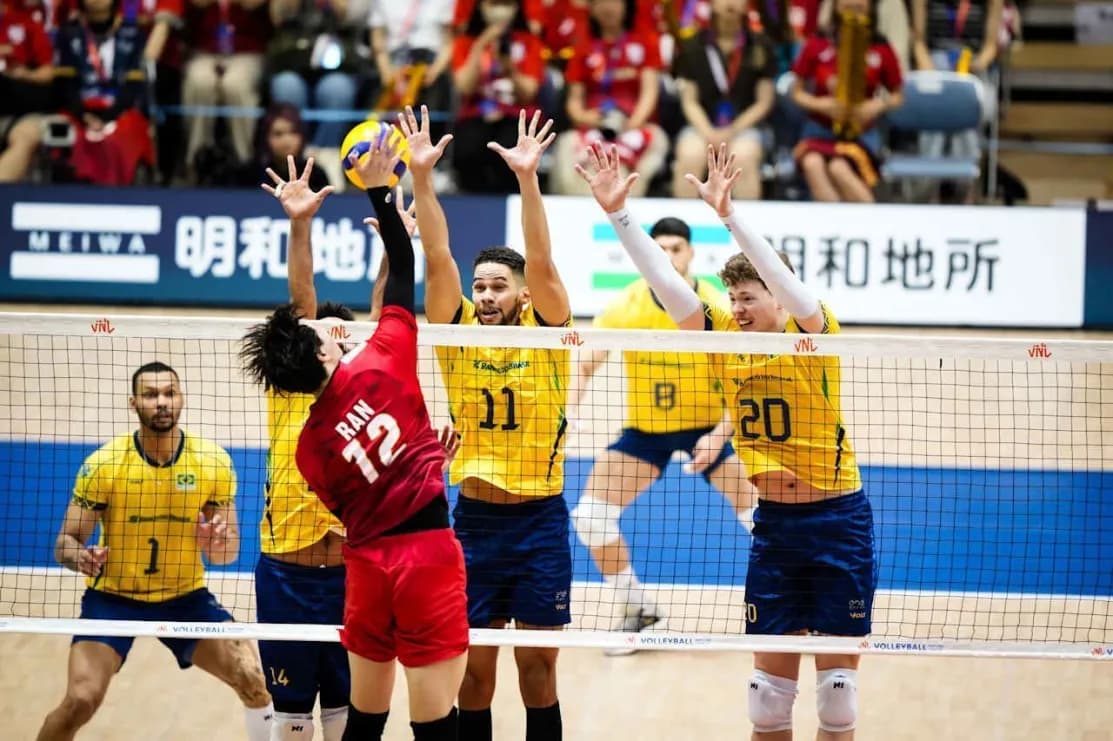 Seleção Brasileira Masculina de Vôlei vence Japão e segue na liderança da Liga das Nações