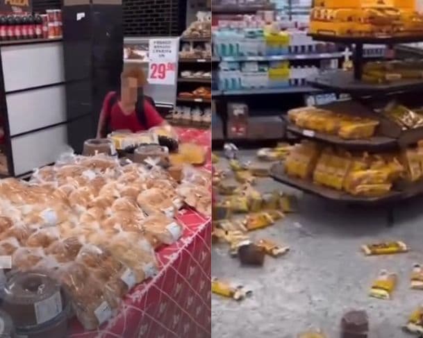 Menino causa caos e confusão em supermercado no Rio de Janeiro