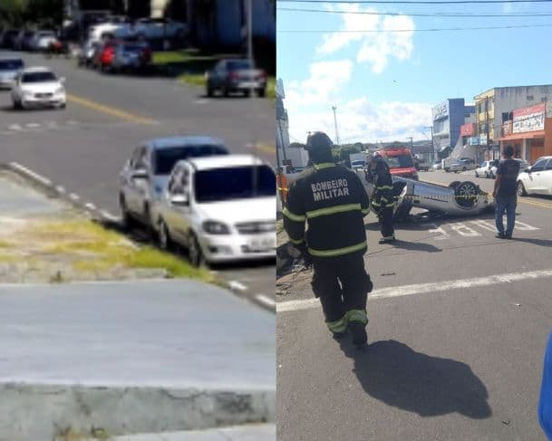VÍDEO: Carro capota após avançar cruzamento na zona sul de Manaus