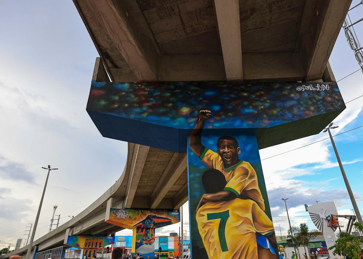 Criminosos furtam gradil e rede de iluminação do viaduto Rei Pelé