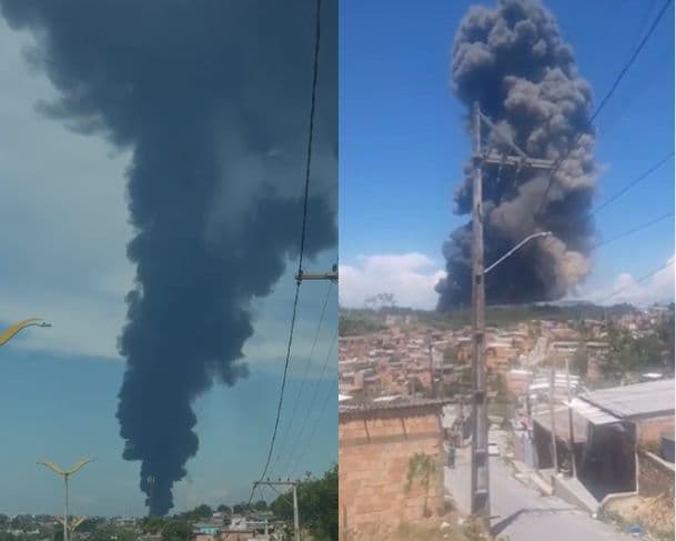 Incêndio na zona Leste: fumaça densa se espalha pelo céu de Manaus