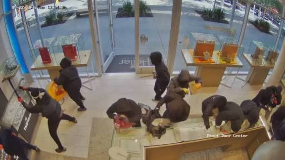 VÍDEO: Mais de 20 assaltantes roubam joalheria e deixam prejuízo milionário na Califórnia