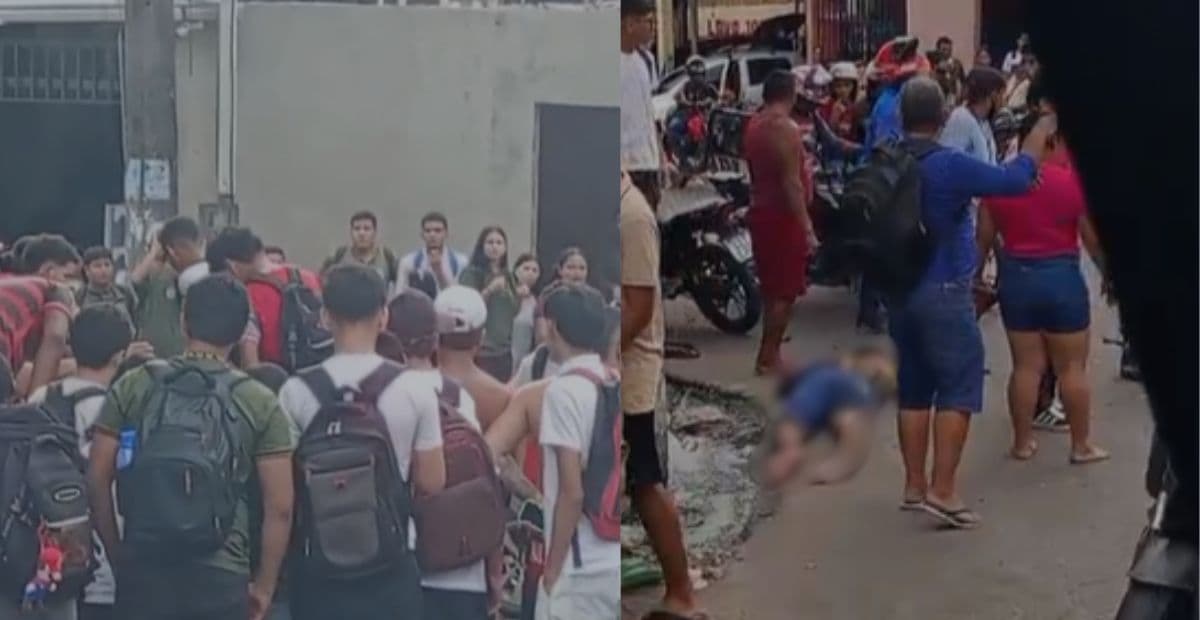 Motorista de carro de luxo atropela motociclista e aluno em frente a escola no Jorge Teixeira