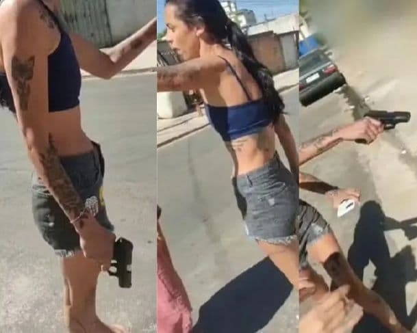 Mulher ameaça e aponta arma de marido policial para vizinha