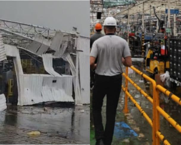 Fábrica da Toyota é destruída após ventania