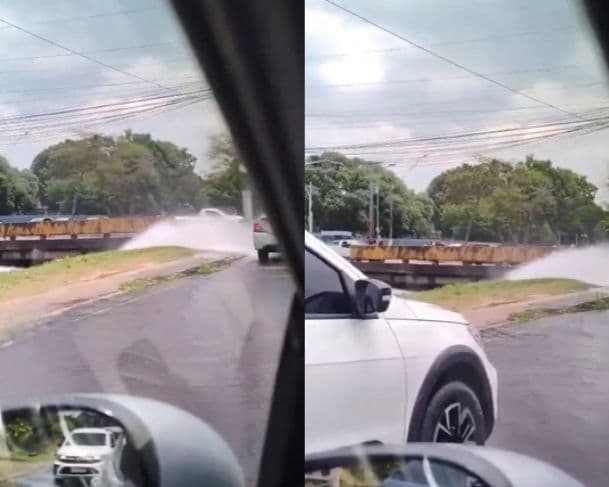 VÍDEO: Vazamento de tubulação causa transtorno a motoristas em Manaus