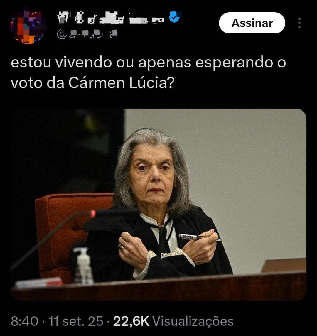 Expectativa por voto de Cármen Lucia vira meme e toma conta das redes; veja