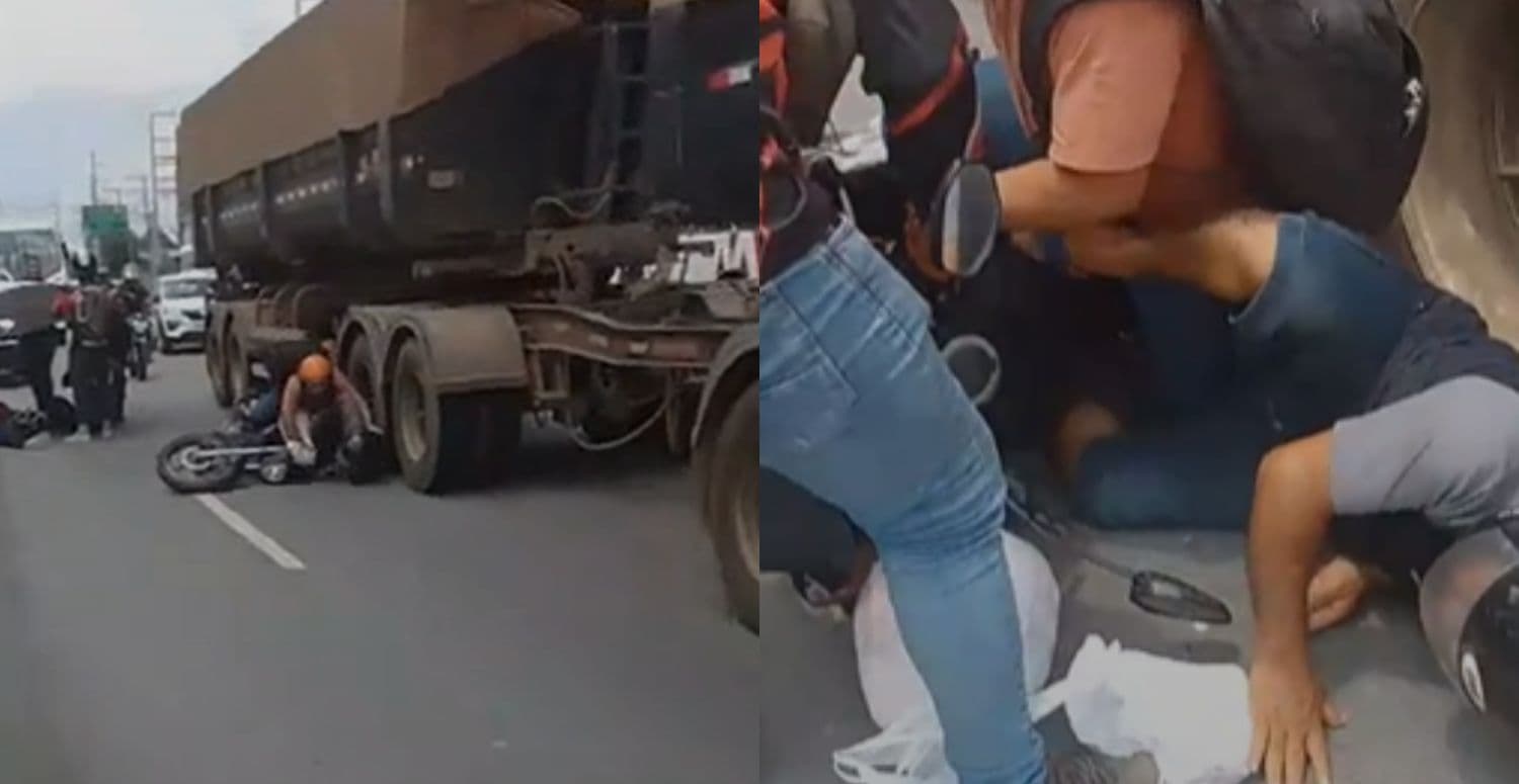 Duas pessoas ficam embaixo de carreta após “olhar&#8221; acidente em Manaus