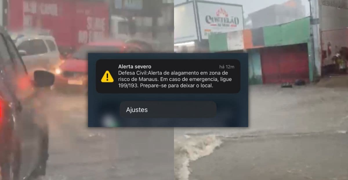 Defesa Civil emite notificação de alerta de alagamento em Manaus nesta terça (14)
