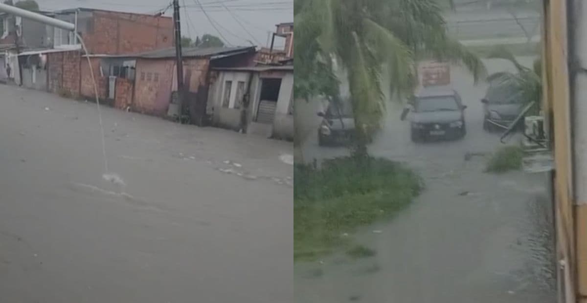Chuva intensa causa alagamentos em diversas zonas de Manaus nesta terça-feira (14)