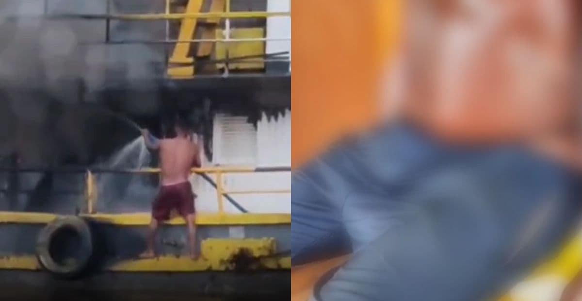 Incêndio em empurrador de balsas deixa homem gravemente ferido no AM