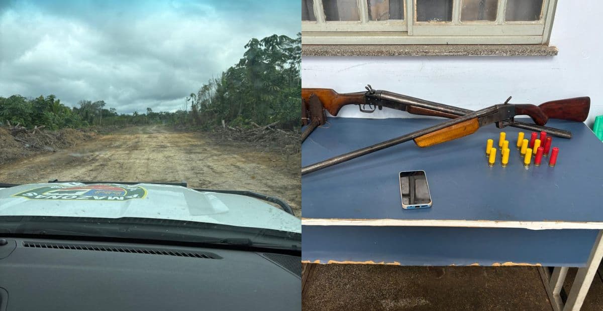 Denúncia de pista clandestina resulta na prisão de dois homens por porte ilegal de arma no AM