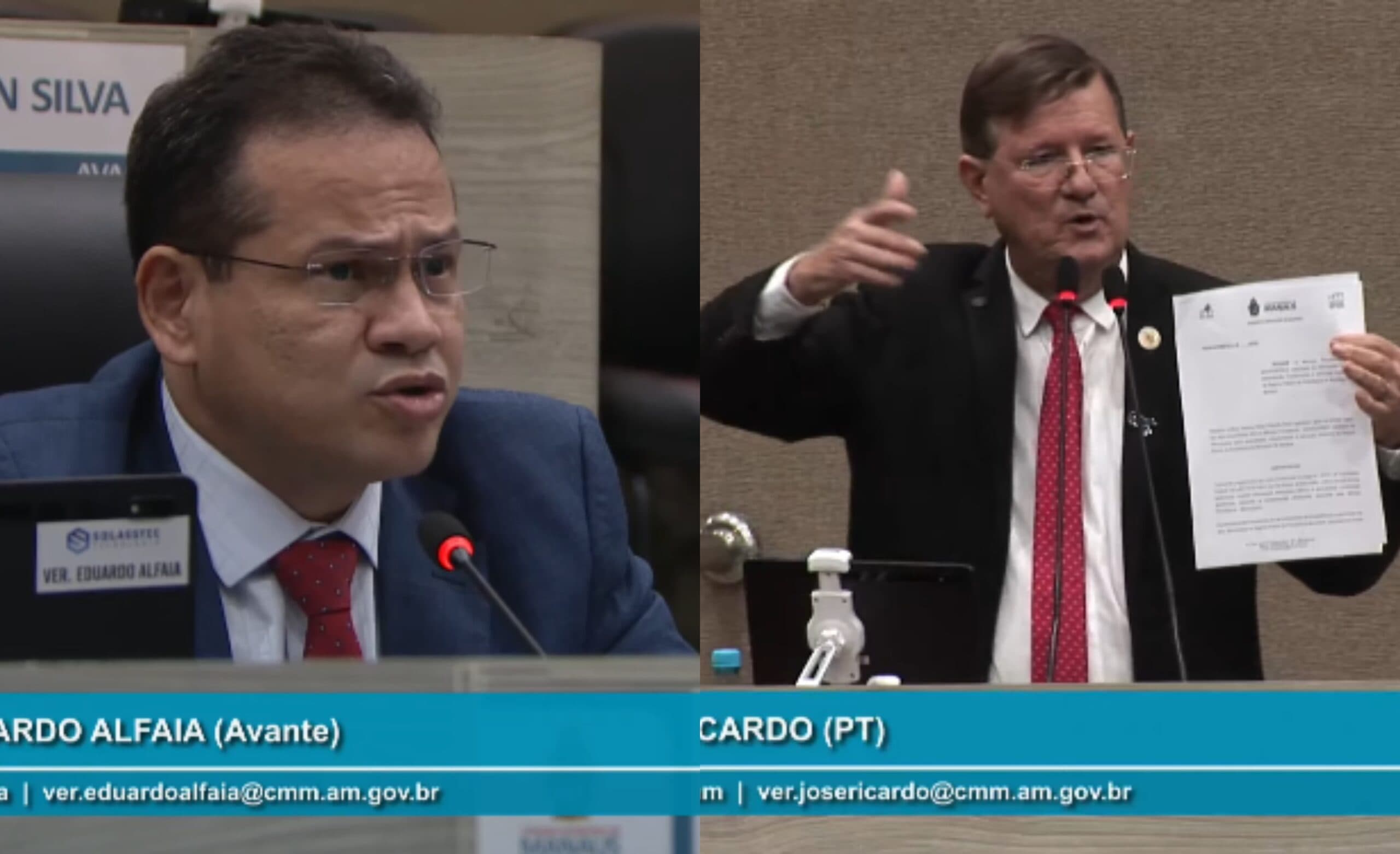 Embate na CMM: Eduardo Alfaia e Zé Ricardo trocam falas sobre fiscalização da Manaus Previdência