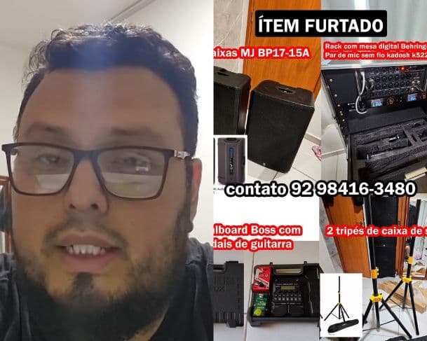 Músico de Manaus relata roubo de equipamentos de trabalho e pede ajuda nas redes sociais