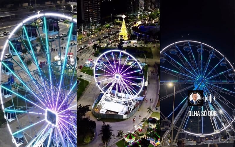 Falha elétrica interrompe roda-gigante recém-inaugurada na Ponta Negra; David Almeida acusa sabotagem