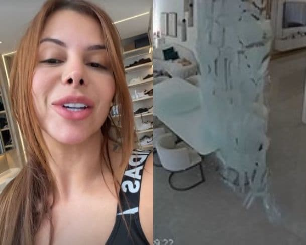 VÍDEO: Vidro despenca em mansão de influenciadora e quase acerta criança