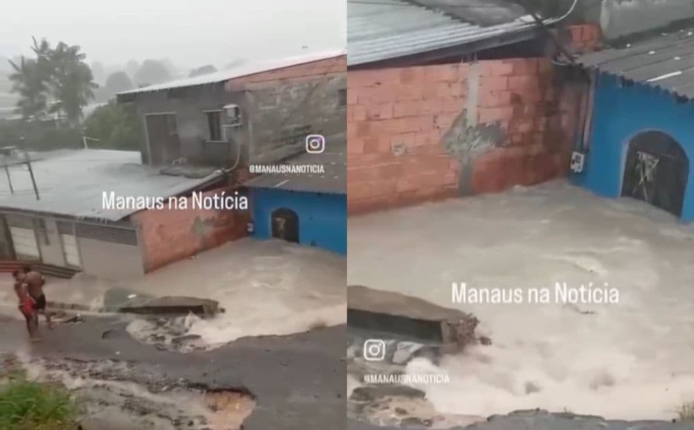 Casa fica alagada durante forte chuva na zona Norte de Manaus