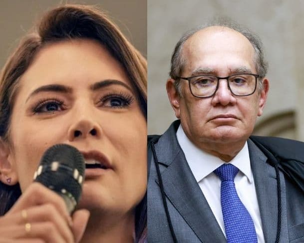 Michelle Bolsonaro recorre ao ministro Gilmar Mendes para conseguir prisão domiciliar para Bolsonaro