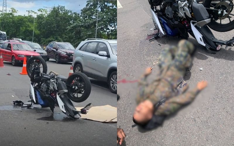 URGENTE: Militar quebra pulso em grave acidente na Avenida das Torres