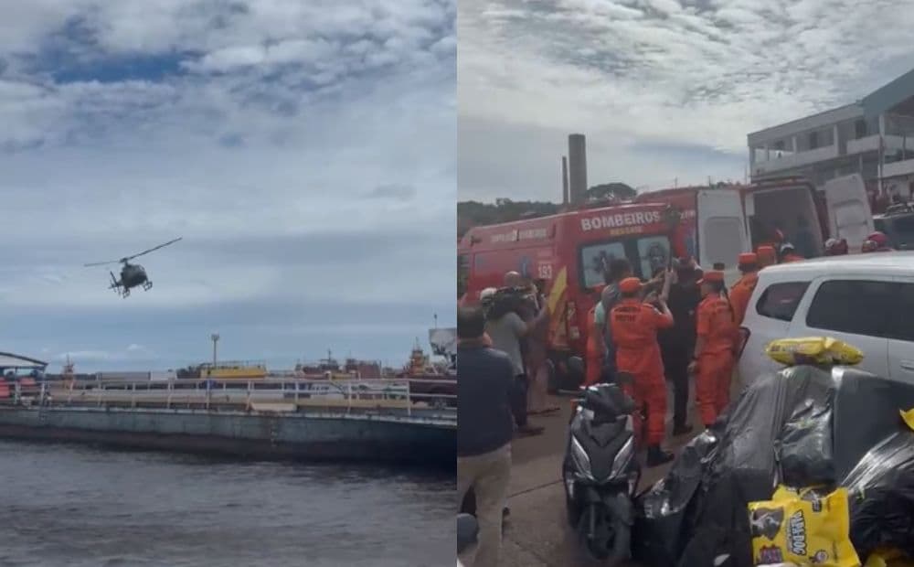 Criança resgatada de helicoptéro após naufrágio no Rio Solimões e levada para hospital