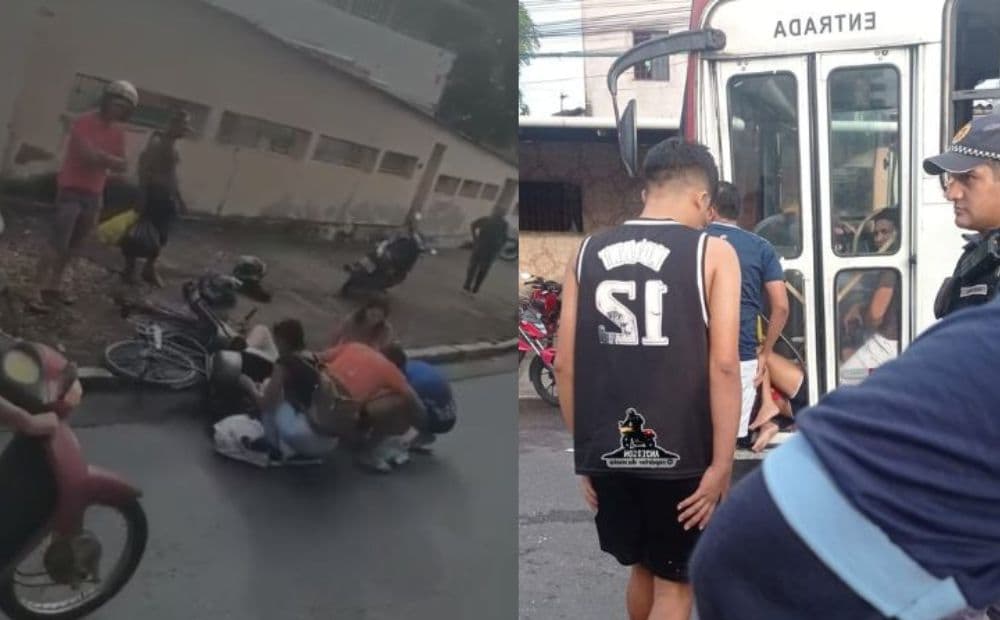 Mulher é arremessada para dentro de ônibus após acidente em Manaus