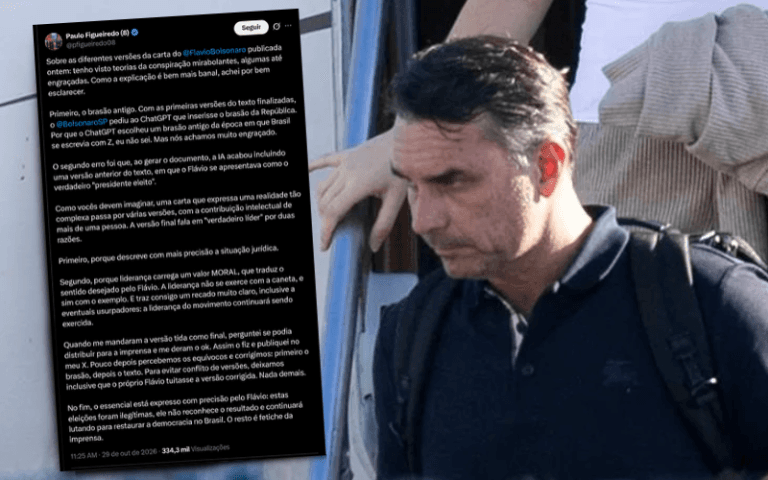 Carta de Flávio teve uso do ChatGPT, diz Paulo Figueiredo