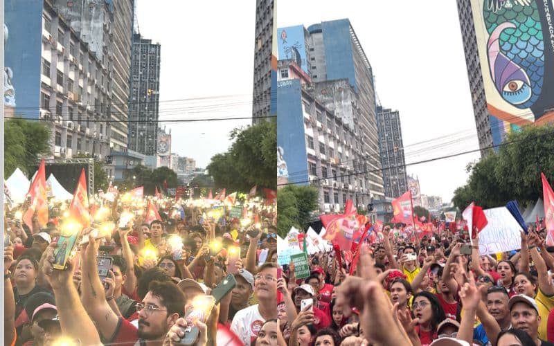 Ato pró-Lula reúne apoiadores no Centro de Manaus no aniversário da cidade