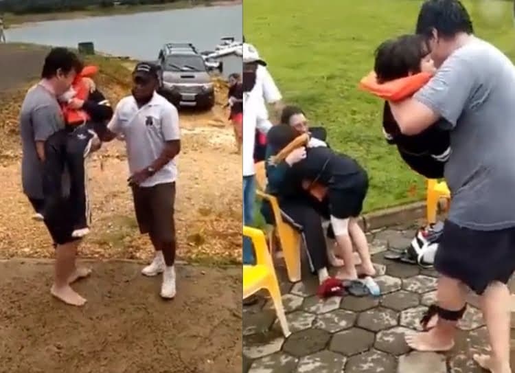 Vídeo mostra resgate de crianças após desabamento de rocha em Capitólio