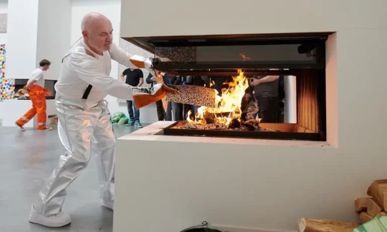 Artista britânico queima pinturas para transformá-las em NFTs