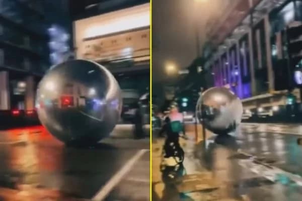 Veja vídeo: bolas de Natal gigantes rolam pelas ruas de Londres