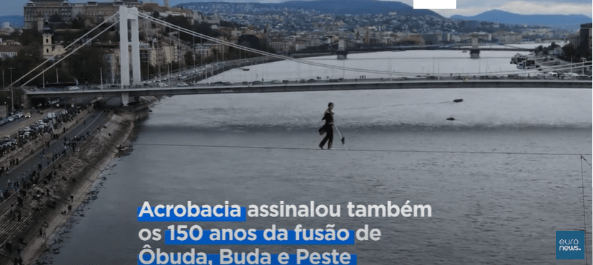 Vídeo: Em Budapeste artista cruza o rio Danúbio em corda bamba
