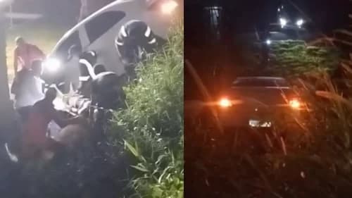 VÍDEO: Carro cai em barranco e fere casal que desconhecia área, em Manaus