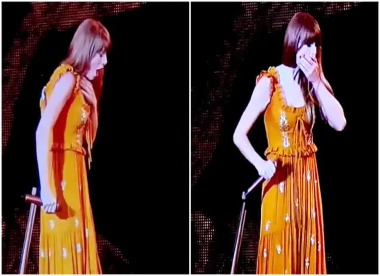 Vídeo: Cantora Taylor Swift engole inseto e engasga durante show
