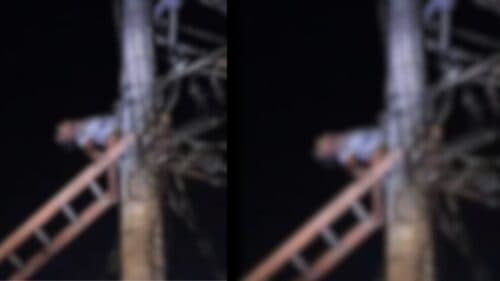 VÍDEOS: Homem é morto eletrocutado e fica pendurado no poste, em Manaus