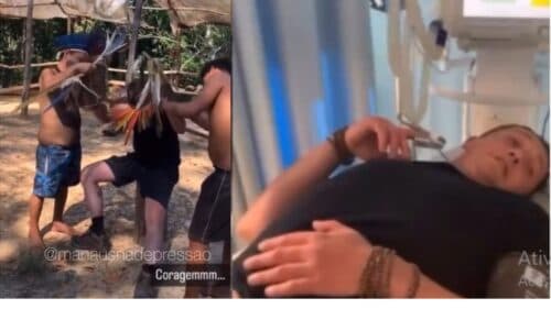 VÍDEO: Gringo não aguenta ritual da “tucandeira” e passa mal, durante passeio no AM