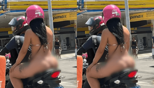 Mulher é flagrada de ‘fio dental’ em garupa de mototáxi, em avenida de Manaus