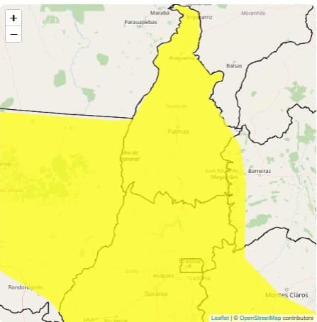 Inmet publica alerta de tempestade para todo o Tocantins
