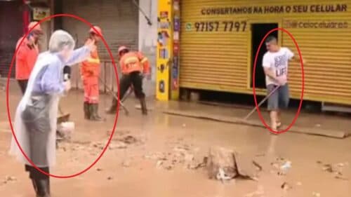 VÍDEO: Comerciante pede para não ser filmado e joga lama ao vivo em repórter, em São Paulo