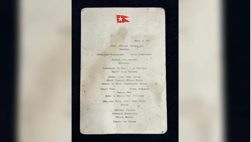 Raro menu do Titanic é leiloado por mais de R$ 500 mil