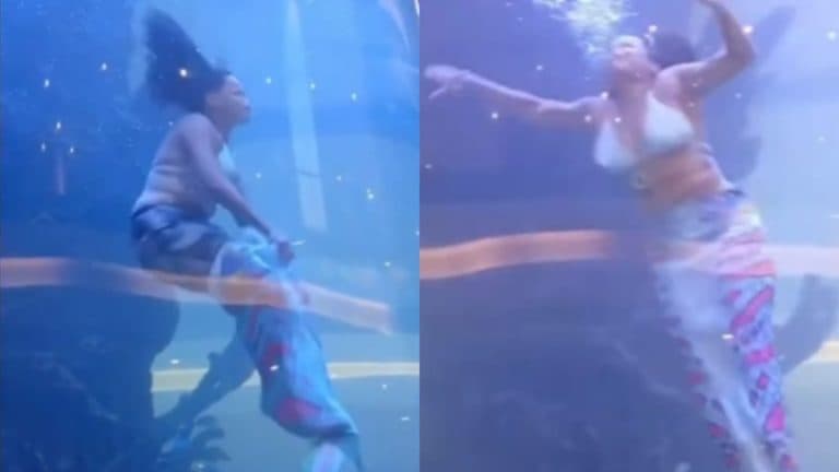 VÍDEO: “Sereia” fica presa em aquário e luta para chegar à superfície