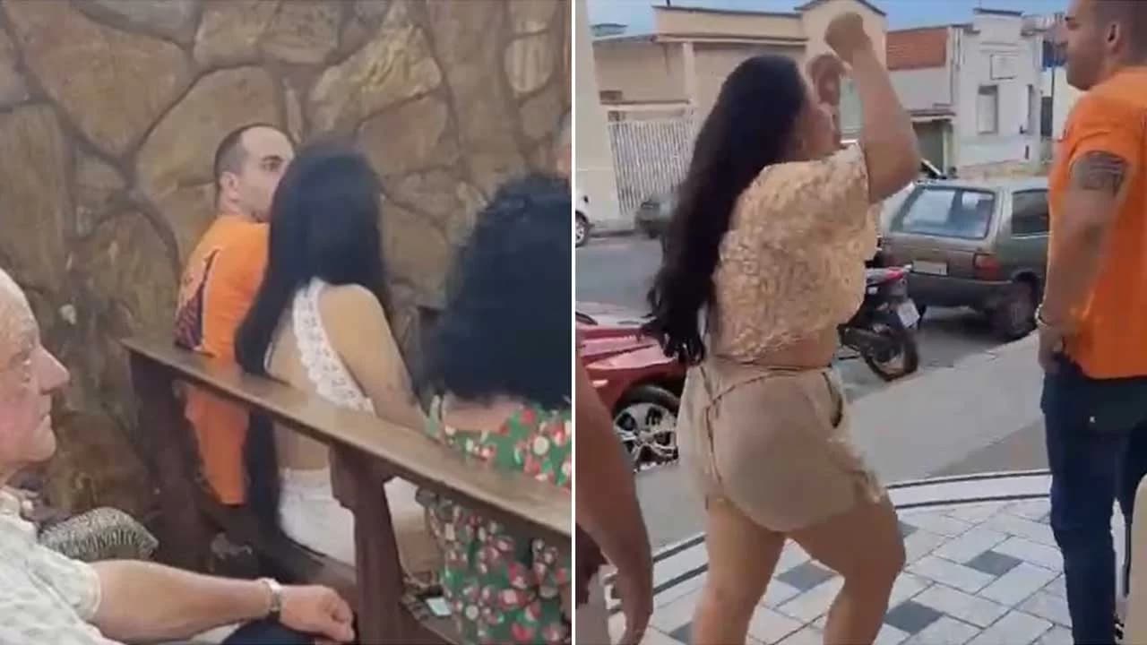 VÍDEO: Mulher flagra marido com amante em igreja e missa é interrompida