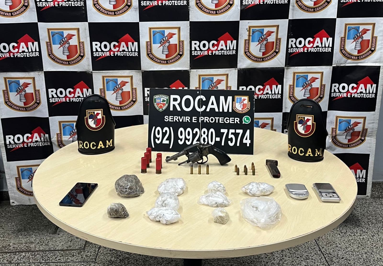 Rocam prende casal com drogas e arma no Santo Agostinho, em Manaus