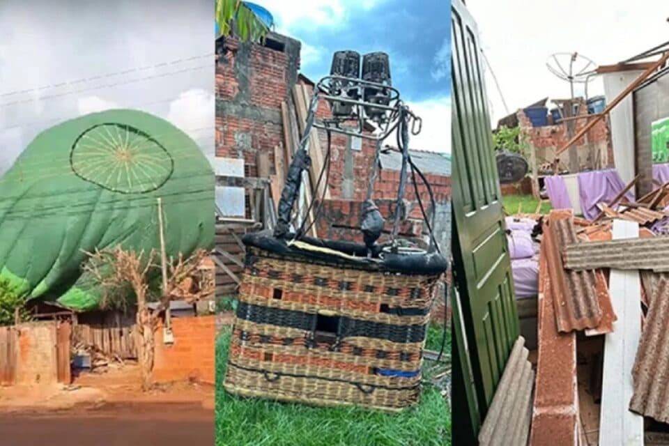 VÍDEO: Balão que levava Papai Noel cai em casa e deixa duas pessoas feridas em MT