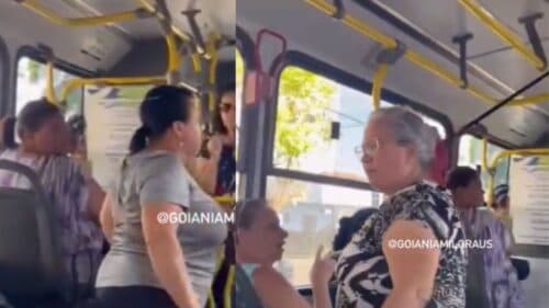 VÍDEO: “A senhora vai me bater?”, diz mulher ao ser confrontada por outra em ônibus de Goiânia