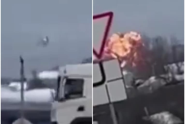 VÍDEO: Avião militar russo cai e explode com 65 prisioneiros ucranianos